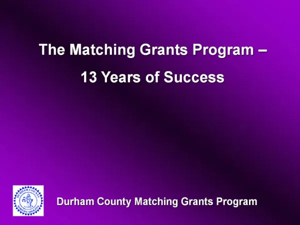 Durham County Matching Grants Program
