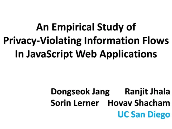 An Empirical Study of Privacy-Violating Information Flows In JavaScript Web Applications