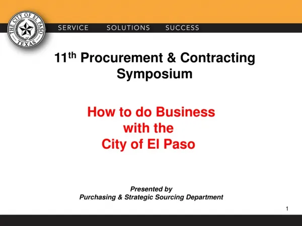 How to do Business w ith the City of El Paso