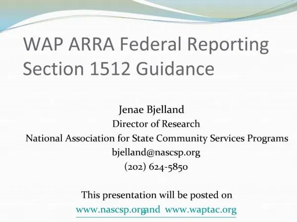 Jenae Bjelland Director of Research National Association for State Community Services Programs bjellandnascsp 202 624-58