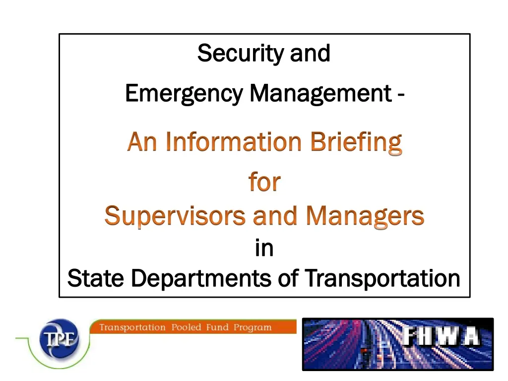 security and emergency management an information