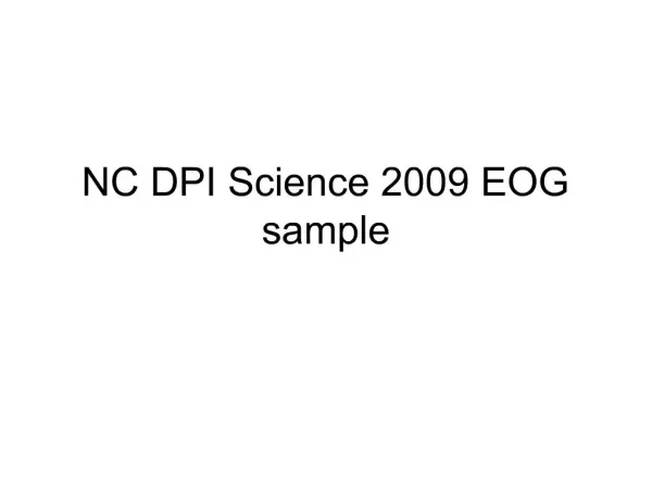 NC DPI Science 2009 EOG sample