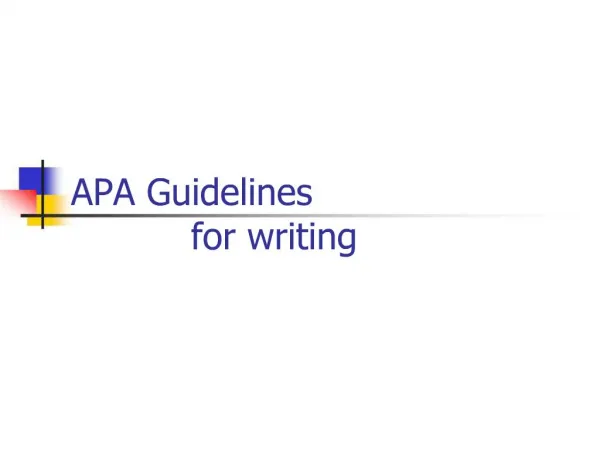 APA Guidelines for writing