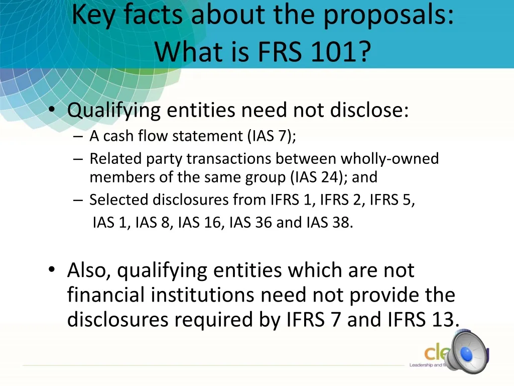key facts about the proposals what is frs 101