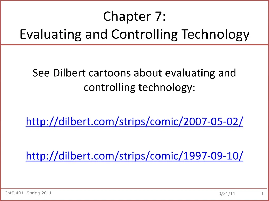 chapter 7 evaluating and controlling technology
