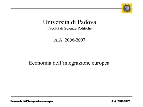 Economia dell integrazione europea
