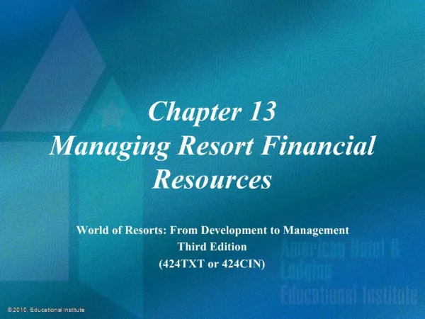 Chapter 13 Managing Resort Financial Resources