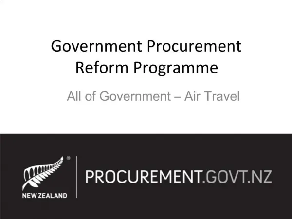 Government Procurement Reform Programme