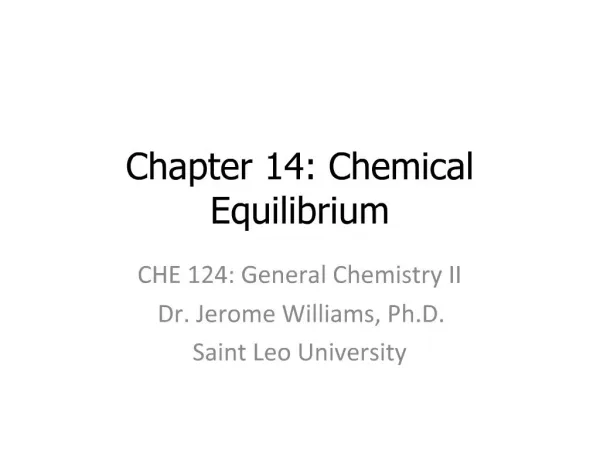 Chapter 14: Chemical Equilibrium