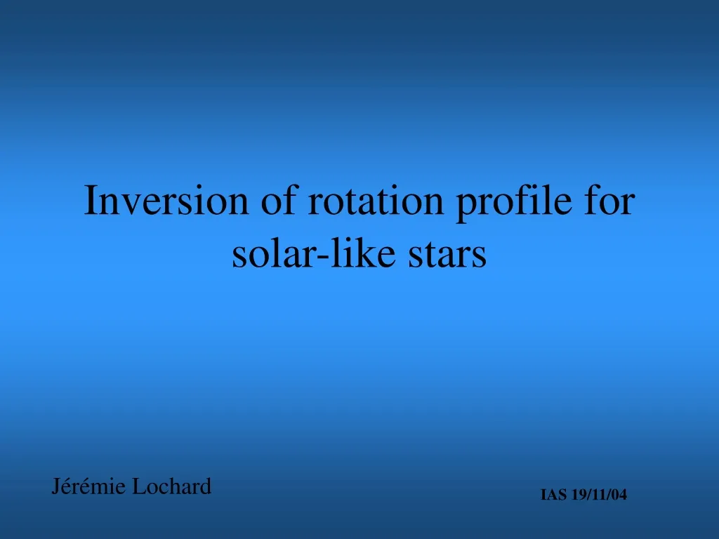 inversion of rotation profile for solar like stars