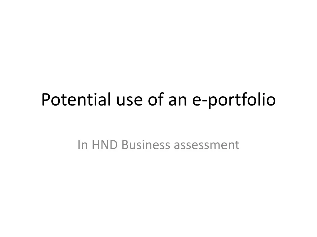 potential use of an e portfolio