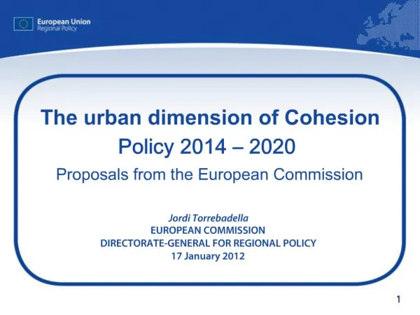 The urban dimension of Cohesion Policy 2014 2020