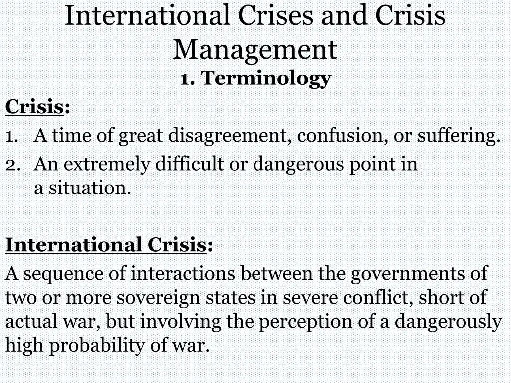 international crises and crisis management