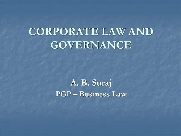 CORPORATE LAW AND GOVERNANCE