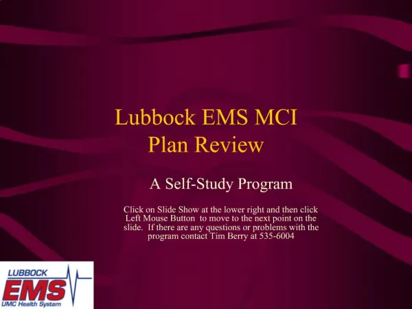 Lubbock EMS MCI Plan Review