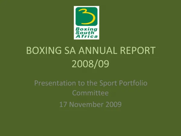 BOXING SA ANNUAL REPORT 2008