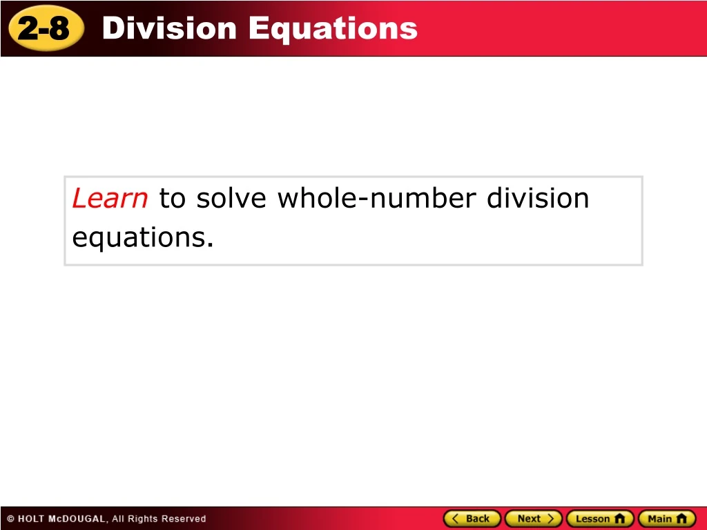 learn to solve whole number division equations