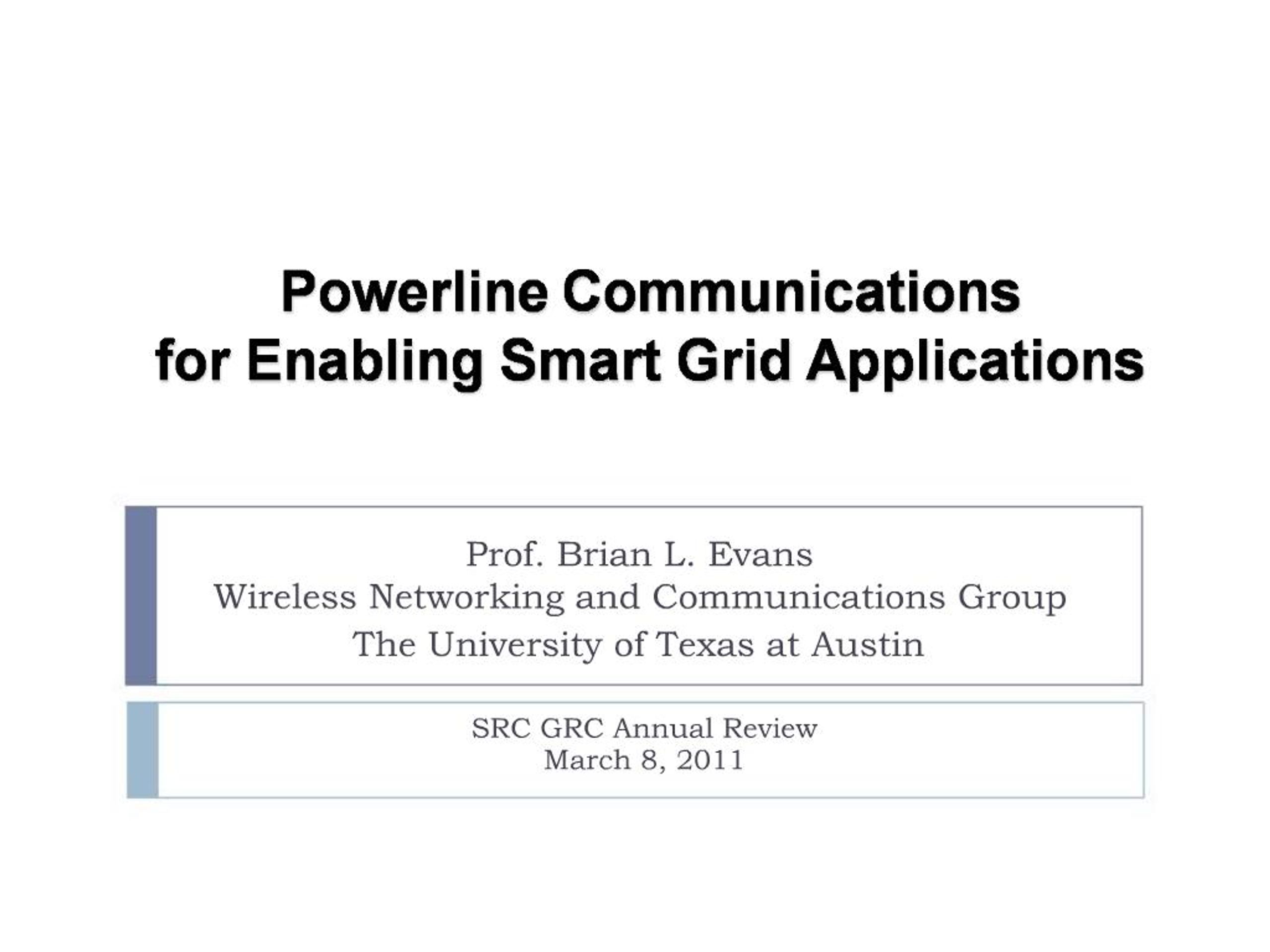 PPT - Powerline Communications for Enabling Smart Grid Applications ...