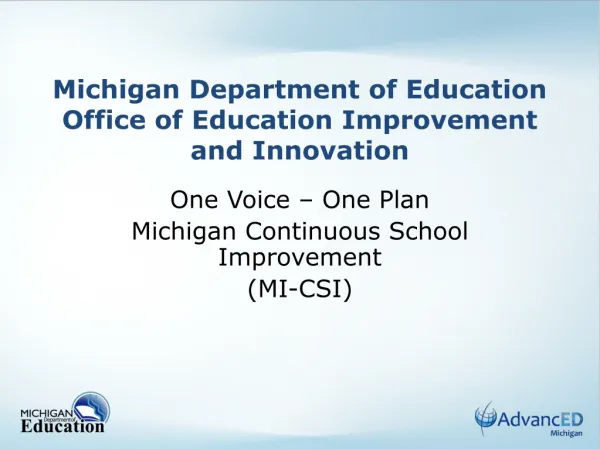 Michigan Department of Education Office of Education Improvement and Innovation