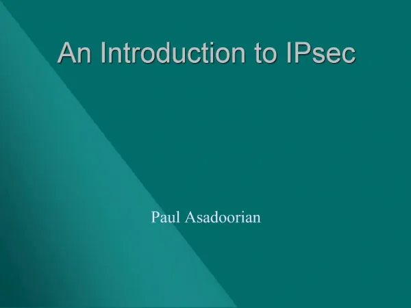 An Introduction to IPsec
