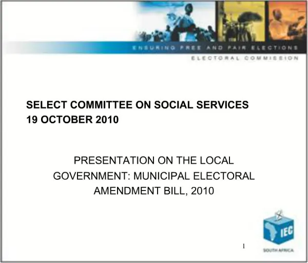 SELECT COMMITTEE ON SOCIAL SERVICES 19 OCTOBER 2010