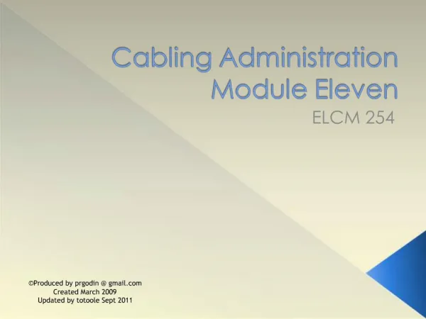 Cabling Administration Module Eleven