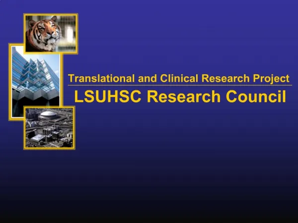 Translational and Clinical Research Project
