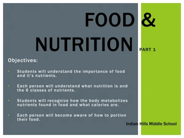 Food &amp; nutrition Part 1