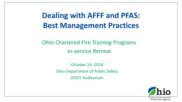 Dealing with AFFF and PFAS: Best Management Practices
