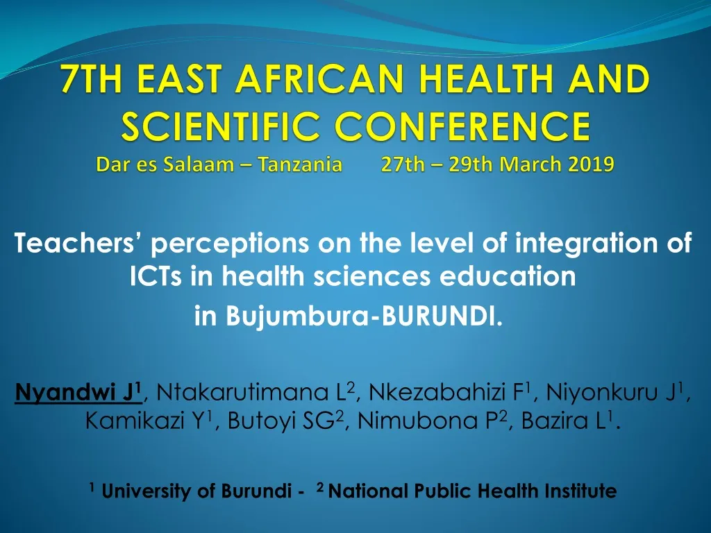 7th east african health and scientific conference dar es salaam tanzania 27th 29th march 2019