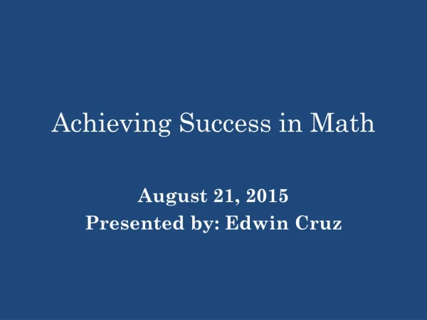 Achieving Success in Math