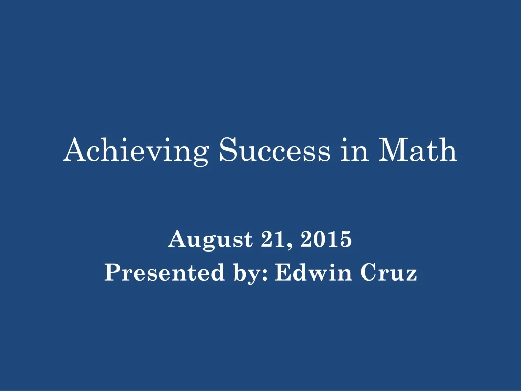 achieving success in math