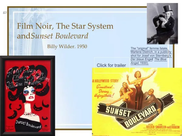Film Noir, The Star System and Sunset Boulevard