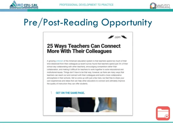 Pre/Post-Reading Opportunity