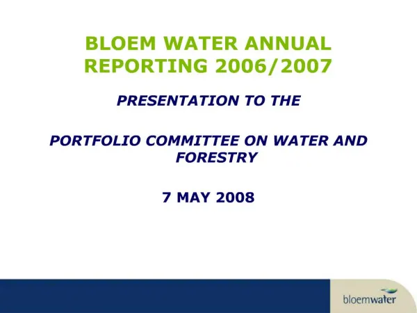 BLOEM WATER ANNUAL REPORTING 2006