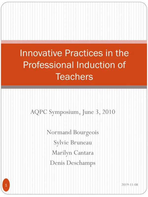 Innovative Practices in the Professional Induction of Teachers