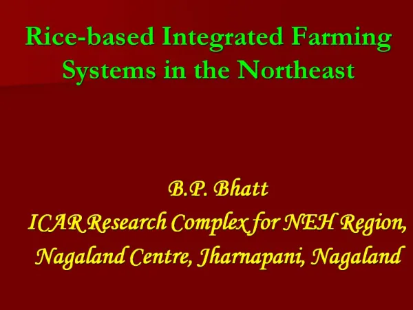 Rice-based Integrated Farming Systems in the Northeast