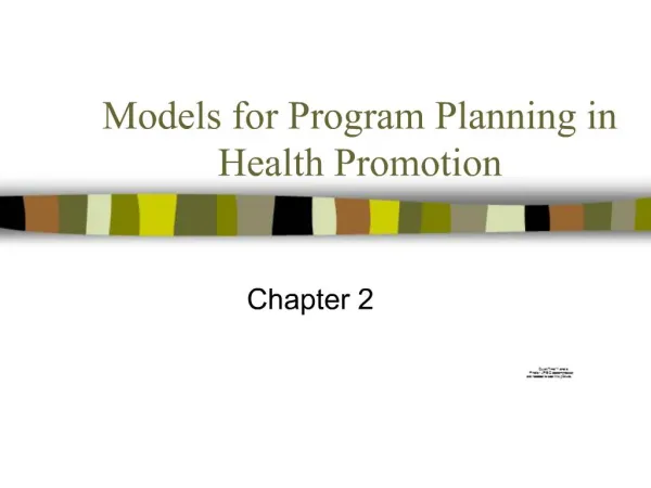 Models for Program Planning in Health Promotion