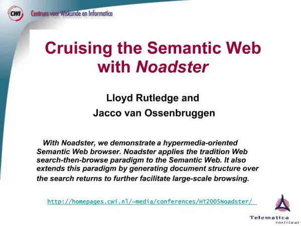 Cruising the Semantic Web with Noadster