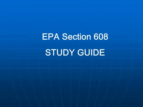 EPA Section 608 STUDY GUIDE