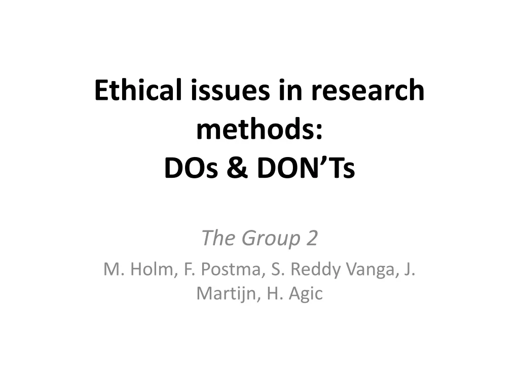 ethical issues in research methods dos don ts