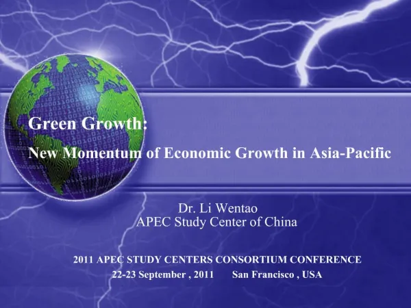 Green Growth: New Momentum of Economic Growth in Asia-Pacific