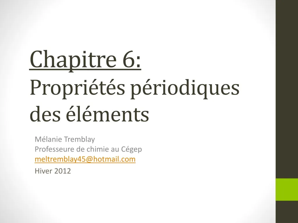 chapitre 6 propri t s p riodiques des l ments