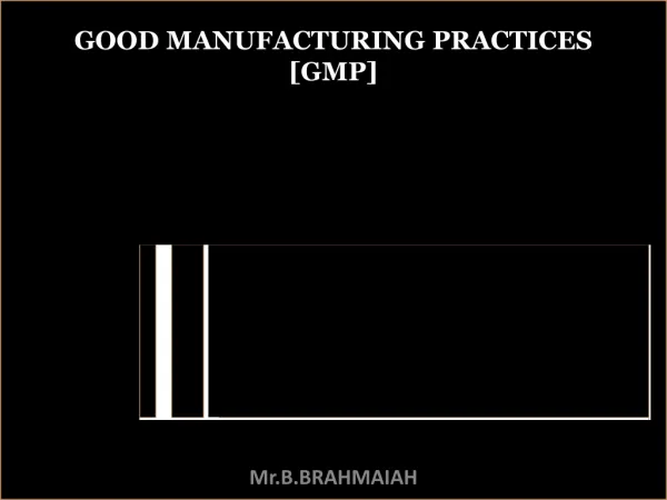GOOD MANUFACTURING PRACTICES [GMP]
