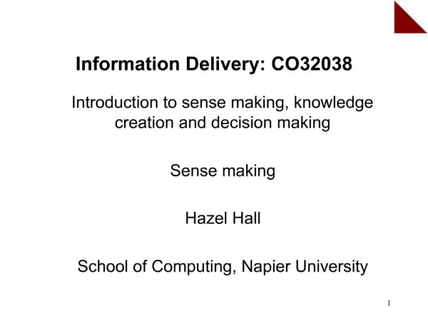 Information Delivery: CO32038