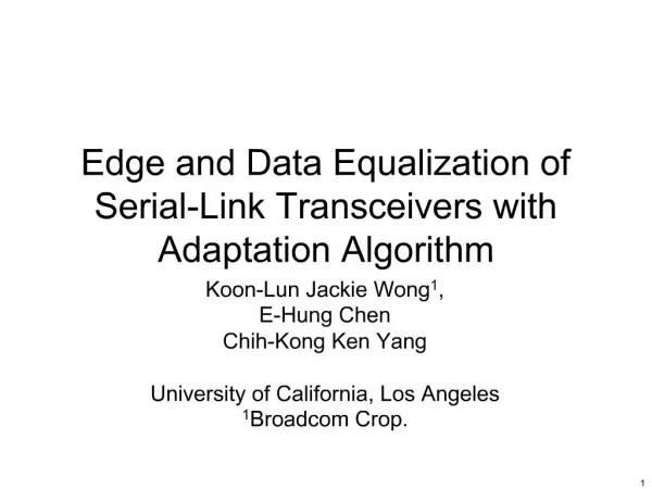 Edge and Data Equalization of Serial-Link Transceivers with Adaptation Algorithm