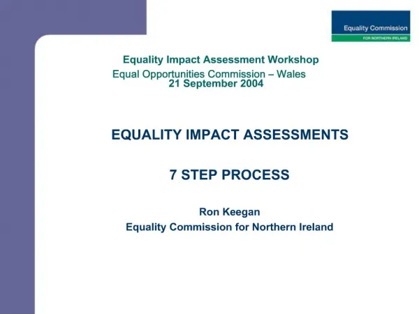 Equality Impact Assessment Workshop Equal Opportunities Commission Wales 21 September 2004
