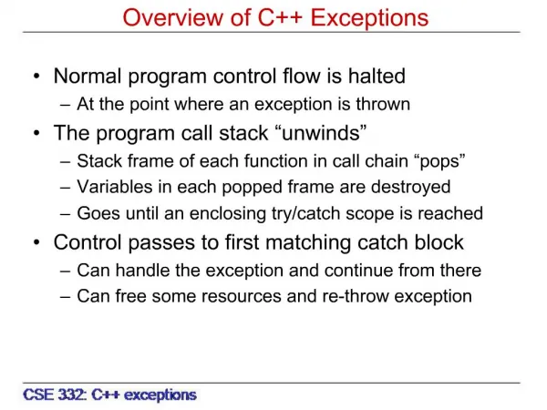 Overview of C Exceptions