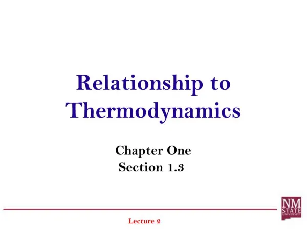 Relationship to Thermodynamics