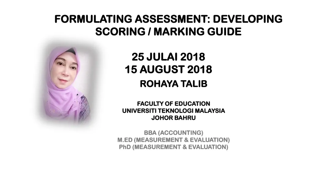 formulating assessment developing scoring marking